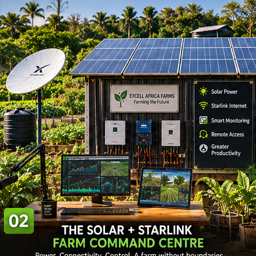 Solar and Starlink farm command centre at a modern African farm